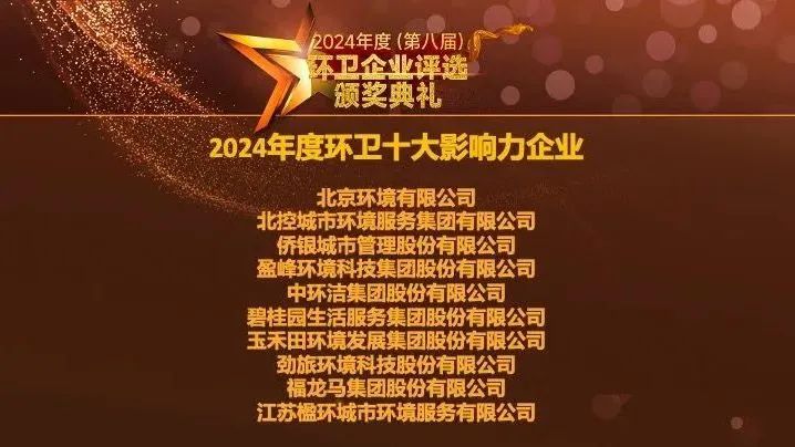 连续五年登榜丨非凡娱乐环境荣膺“2024年度环卫十大影响力企业”